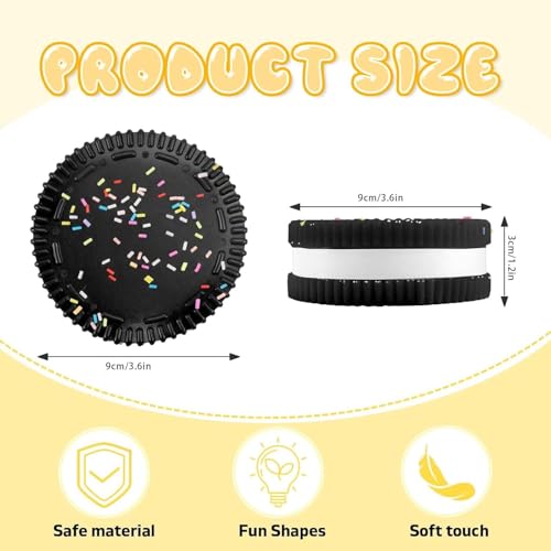 ANAB GI Squishy Cookie Biscuit Squeeze Toy, Stress Relief Sensory Fidget for Autism ADHD, Black with Colourful Sprinkles, 1 Count - Image 2