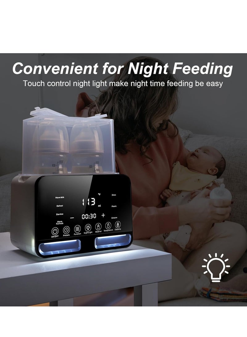 ميكسد جهاز تدفئة حليب الأطفال، معقم زجاجات مزدوج مع شاشة LCD 9 في 1 لتسخين طعام الأطفال سريعًا وإزالة الجليد، وشاشة تدفئة خالية من مادة BPA، وتحكم دقيق في درجة حرارة حليب الأم أو الحليب الصناعي - Image 3