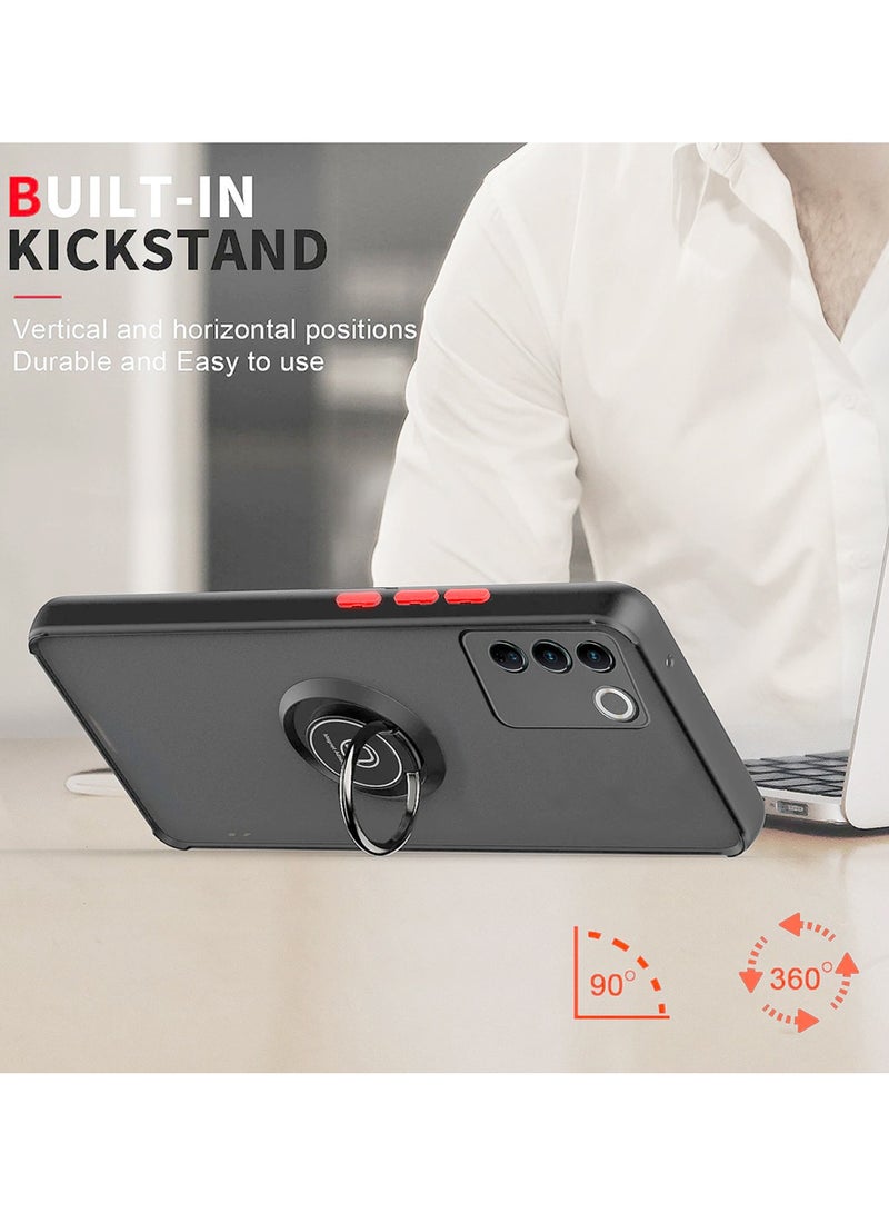 Wtech Magnetic Hold Kickstand Ring Finger Grip With Built-in Iron Case Cover For Vivo V27 5G 2023 Black - Image 5