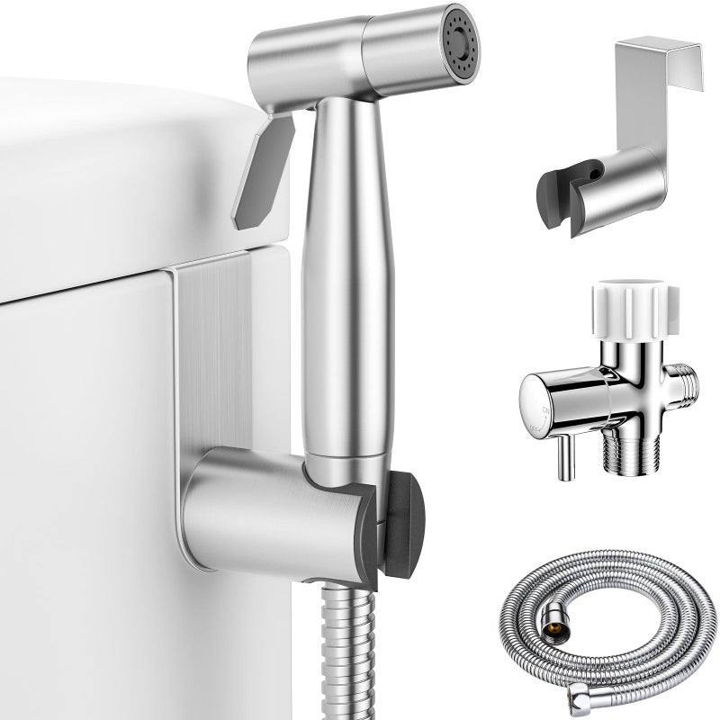 LUFEIDRA Handheld Bidet Sprayer for ToiletAdjustable Water Pressure Jet Spray with Bidet Hose for Feminine Wash New Premium Stainless Steel Muslim Shower Toilet Bidet Cloth Diaper Sprayer Set