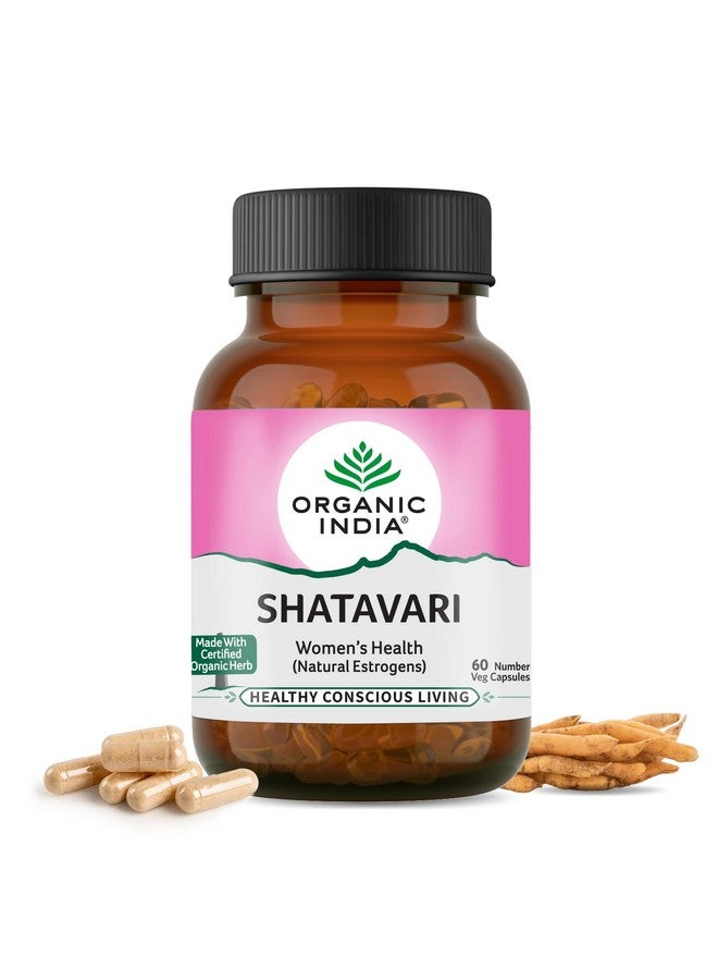 Organic India منتج تاتا - شاتافاري من الهند العضوية - 60 كبسولة نباتية، مع هرمونات نباتية، يساعد على تعزيز الصحة والحيوية للنساء من جميع الأعمار واستعادة التوازن الهرموني، معتمد من GMP وNPOP عضوي - Image 1