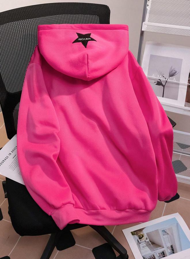 Take Two Pink Graphic Patch Detail Hooded Jacket - Image 2