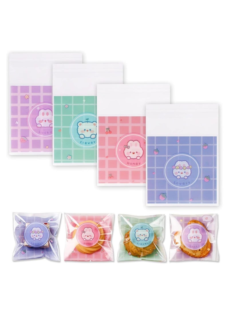 General Cute Cookie Bags, Cute Cookie Bags, Transparent Cookies Baked Snacks Gifts DIY Plastic Candy Individual Wrappers Self-Adhesive OPP Cookies Bakery Decorative Cookie Bags 100 Pieces  - Image 1