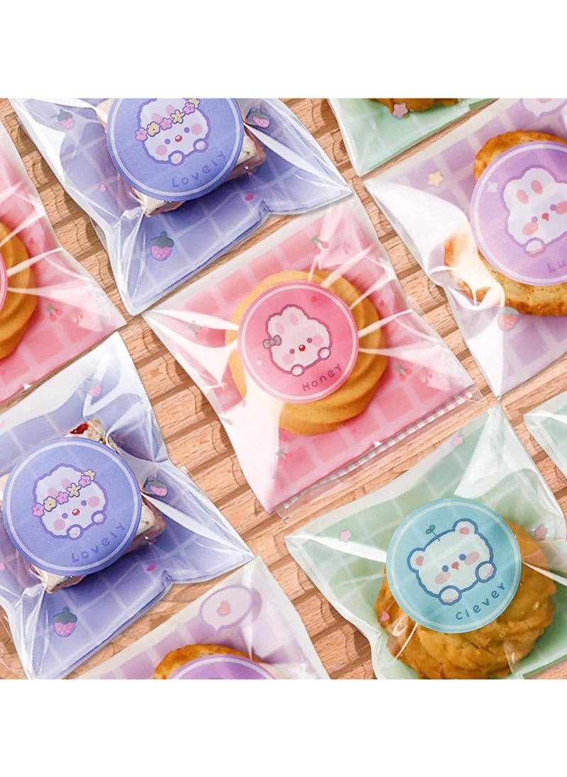 General Cute Cookie Bags, Cute Cookie Bags, Transparent Cookies Baked Snacks Gifts DIY Plastic Candy Individual Wrappers Self-Adhesive OPP Cookies Bakery Decorative Cookie Bags 100 Pieces  - Image 5