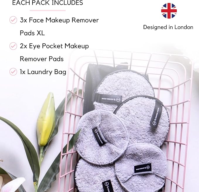 Ogato Reusable Eye Makeup Remover Pads Set Ogato Just Use Water XL Reusable Face Pads Eco Friendly FREE Laundry Bag Makeup Remover Cloth For All Skin Types UK Brand - Image 3