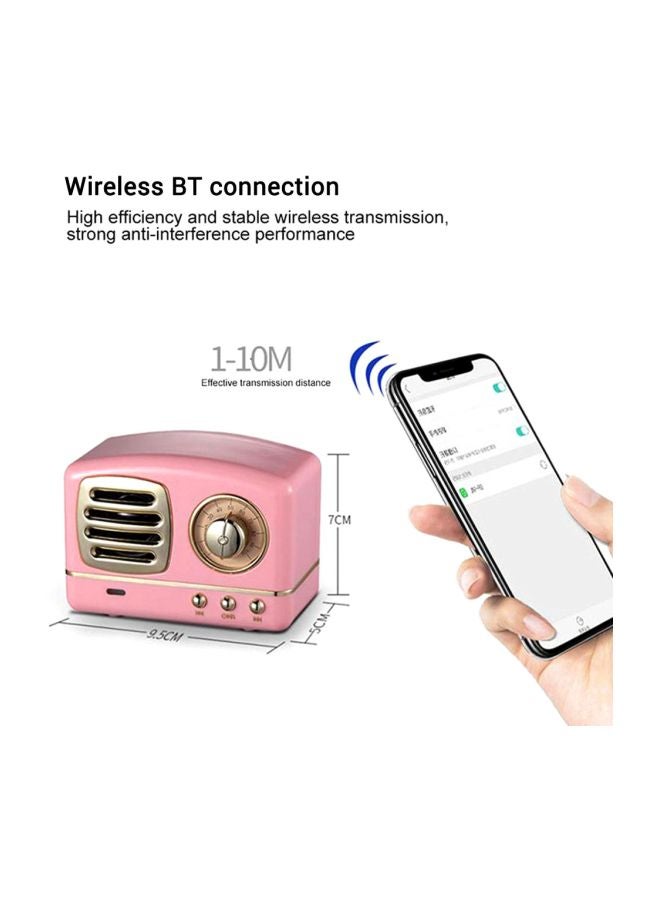 مكبر صوت ستيريو كلاسيك لاسلكي وردي/ ذهبي - Image 2