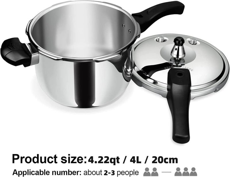 Peterboo Stainless Steel Pressure Cooker Cookware rice cooker about 2-5 person use explosion-proof Thickened Safety home use durable (4.22 Quart) - Image 2
