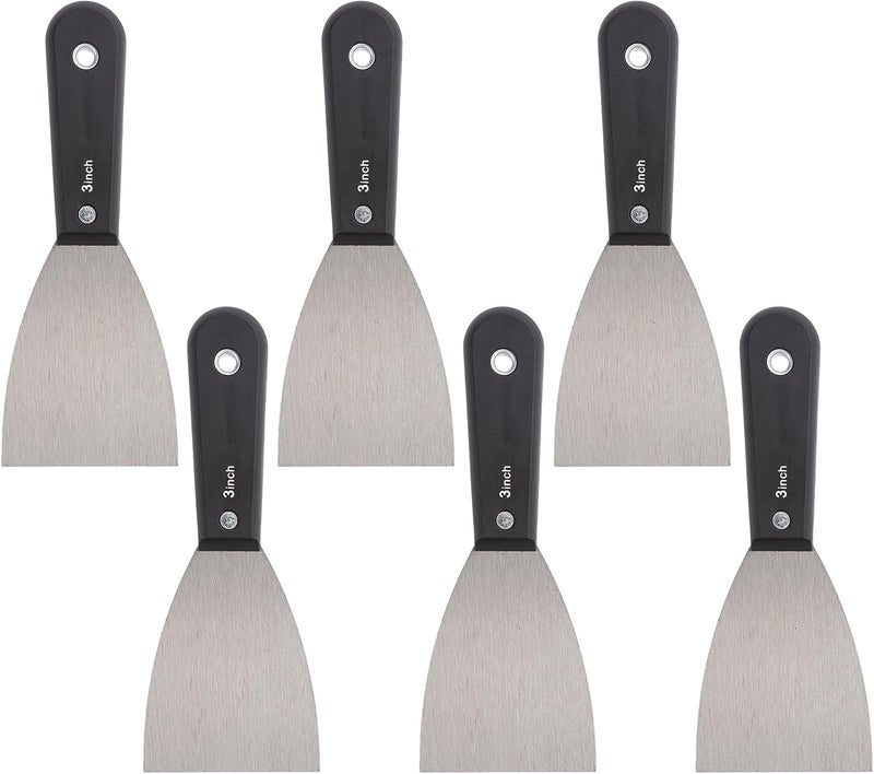 QEES 7 PCS Drywall Tools,Putty Knife,Paint Scraper Tool with Storage Bag,Stainless Steel Putty Knife Set,Drywall Scraper Spackle Taping Knife for Spreading Mud, Taping,Repairing wall (6 PCS -3") - Image 1