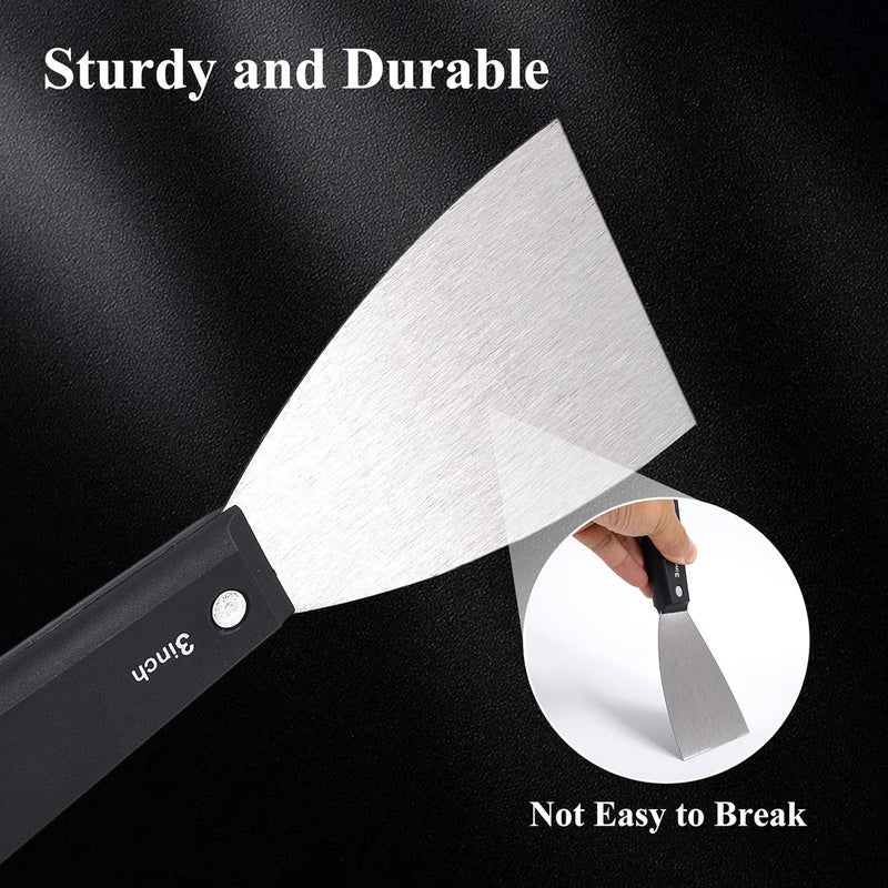 QEES 7 PCS Drywall Tools,Putty Knife,Paint Scraper Tool with Storage Bag,Stainless Steel Putty Knife Set,Drywall Scraper Spackle Taping Knife for Spreading Mud, Taping,Repairing wall (6 PCS -3") - Image 3