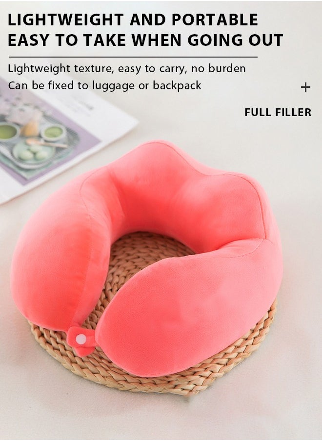Generic Soft Airplane Travel Pillow with 360° Head Support Lightweight Traveling Pillow for Sleeping Car Train Bus (Pink)  - Image 3
