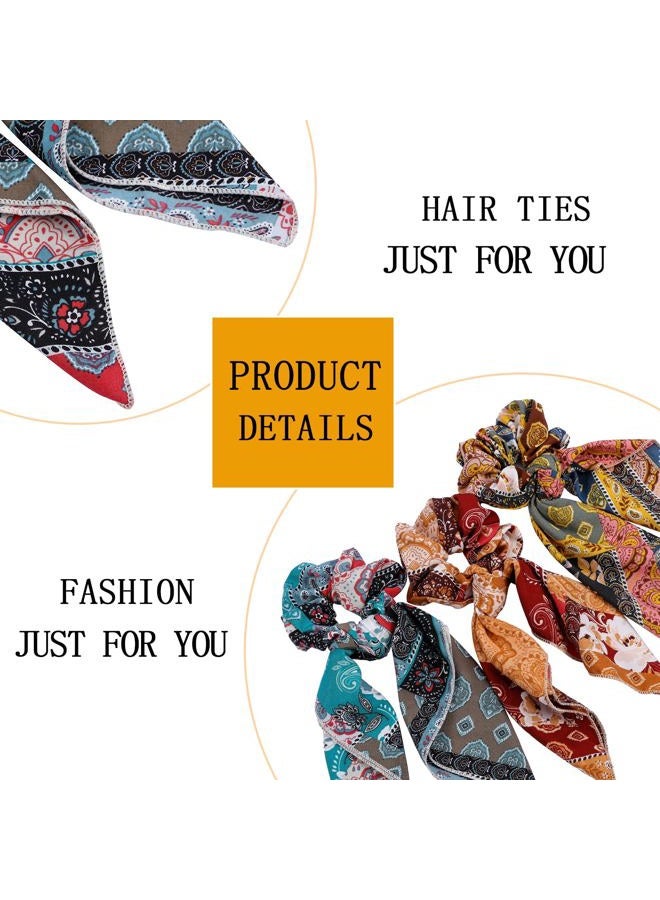 Cutewing Paisley Scrunchie Hair Accessories - Chiffon Hair Scarf Bandana, Scrunchies, Ribbons, Ponytail Holders, and Bow Scrunchies for Women (6PCS) - Image 5