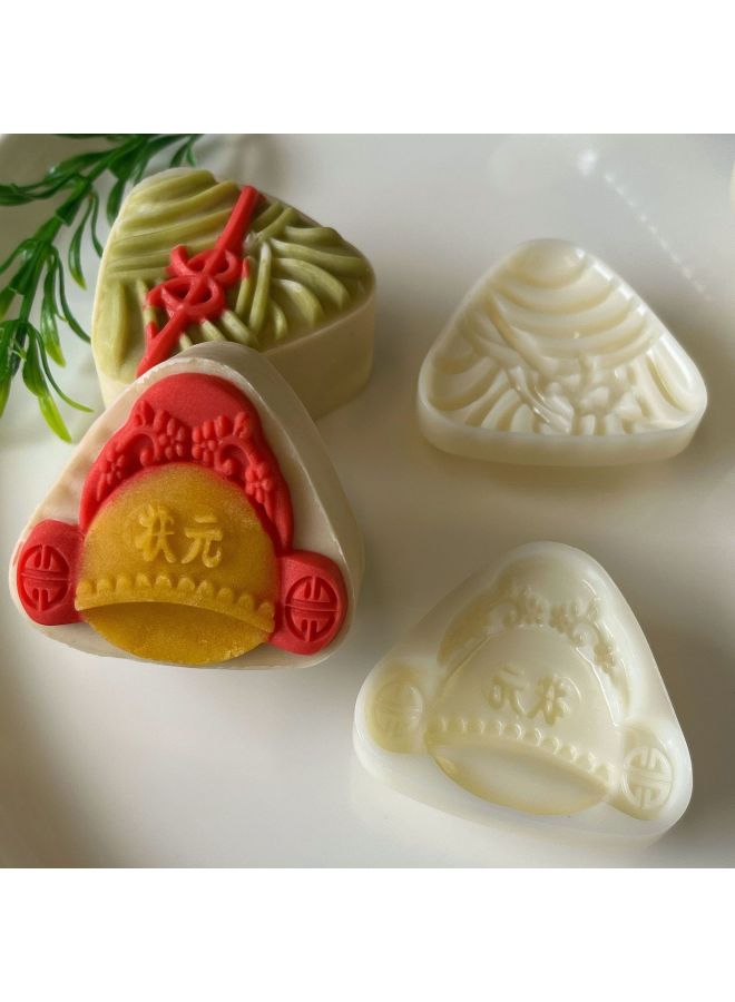 Hongyin Zhenpin 2024 New 50g Three-dimensional Cute Zongzi Top Scholar Zongzi Dragon Boat Festival Moon Cake Baking Mold Hand Pressure-Specifications:50g Three-dimensional Zhuangyuan Rice Dumplings (2 Pieces Per Mold)-Color:Ivory White - Image 3