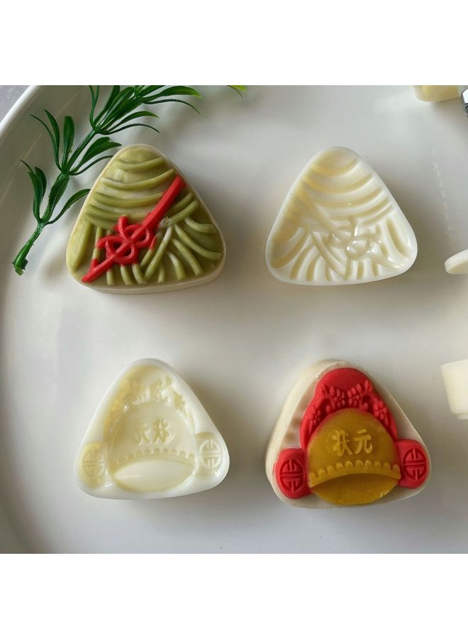 Hongyin Zhenpin 2024 New 50g Three-dimensional Cute Zongzi Top Scholar Zongzi Dragon Boat Festival Moon Cake Baking Mold Hand Pressure-Specifications:50g Three-dimensional Zhuangyuan Rice Dumplings (2 Pieces Per Mold)-Color:Ivory White - Image 1
