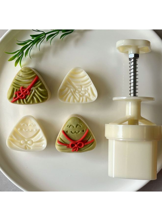 Hongyin Zhenpin 2024 New 50g Three-dimensional Cute Zongzi Top Scholar Zongzi Dragon Boat Festival Moon Cake Baking Mold Hand Pressure-Specifications:50g Three-dimensional Zhuangyuan Rice Dumplings (2 Pieces Per Mold)-Color:Ivory White - Image 2
