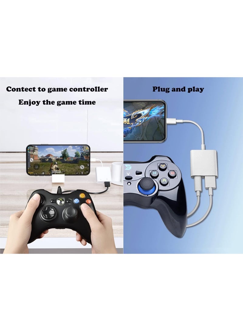 محول لايتنينج إلى USB OTG مع منفذ شحن، لنقل البيانات وتوصيل الملحقات، يعمل بتقنية التوصيل والتشغيل للأجهزة المتوافقة - Image 2