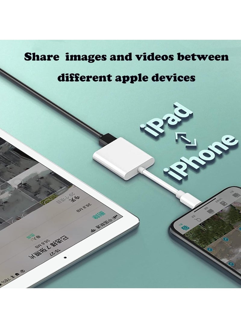 محول لايتنينج إلى USB OTG مع منفذ شحن، لنقل البيانات وتوصيل الملحقات، يعمل بتقنية التوصيل والتشغيل للأجهزة المتوافقة - Image 4
