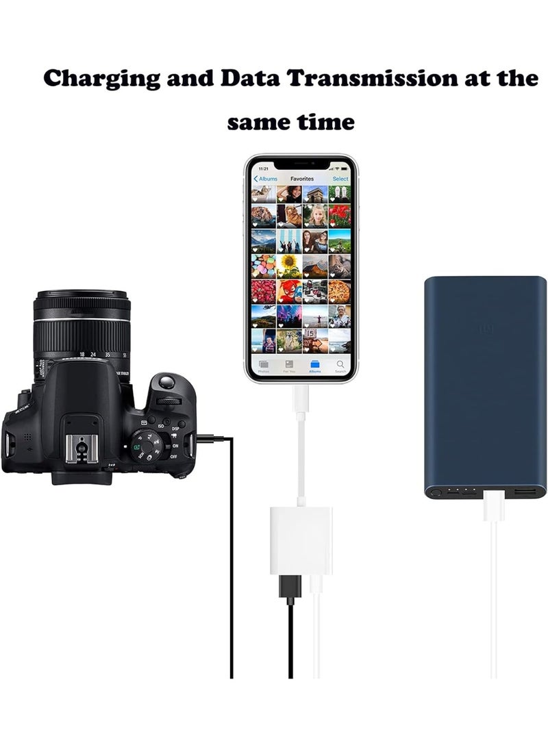 محول لايتنينج إلى USB OTG مع منفذ شحن، لنقل البيانات وتوصيل الملحقات، يعمل بتقنية التوصيل والتشغيل للأجهزة المتوافقة - Image 3