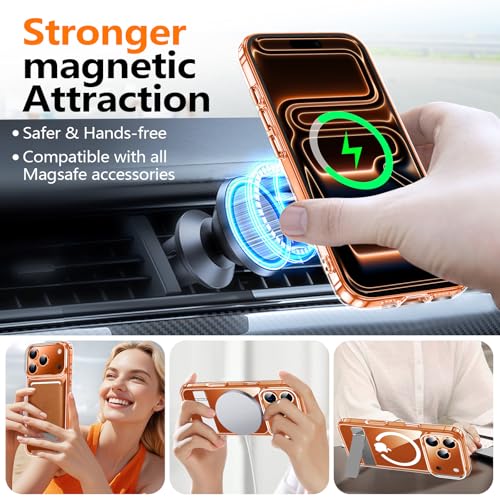 xiwxi for iPhone 17 Pro Case with Kickstand,[Compatible with Magsafe][1*Screen Protector],Military-Grade Protection & Anti-Yellowing,Magnetic Phone Case for iPhone 17 Pro,Clear - Image 4