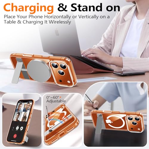 xiwxi for iPhone 17 Pro Case with Kickstand,[Compatible with Magsafe][1*Screen Protector],Military-Grade Protection & Anti-Yellowing,Magnetic Phone Case for iPhone 17 Pro,Clear - Image 3