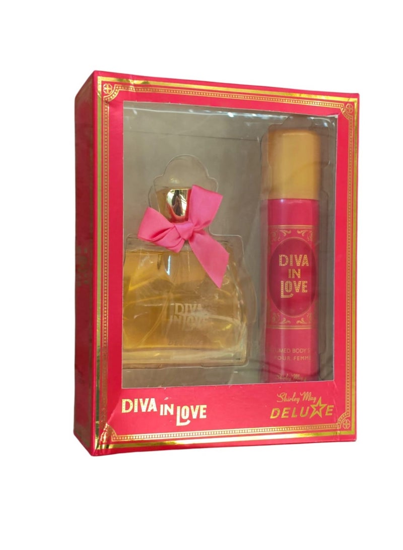 Kit Perfume Shirley May Deluxe Diva in love Eau de Toilette 100ML + Body Spray 75ML