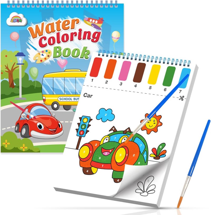 ZMLM Paint with Water Coloring Books for Toddlers - Mess Free Painting Activity for Kids - Arts & Crafts Gift Toy for Boy Girl Ages 4 5 6 7 8 - Christmas Stocking Stuffers Birthday (Traffic) - Image 1