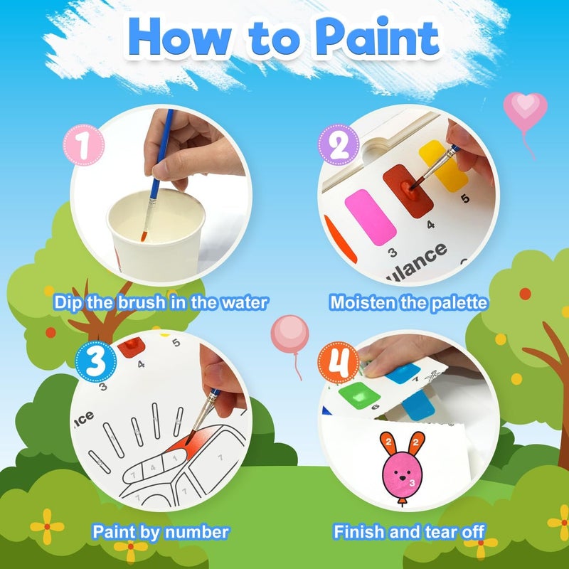 ZMLM Paint with Water Coloring Books for Toddlers - Mess Free Painting Activity for Kids - Arts & Crafts Gift Toy for Boy Girl Ages 4 5 6 7 8 - Christmas Stocking Stuffers Birthday (Traffic) - Image 3