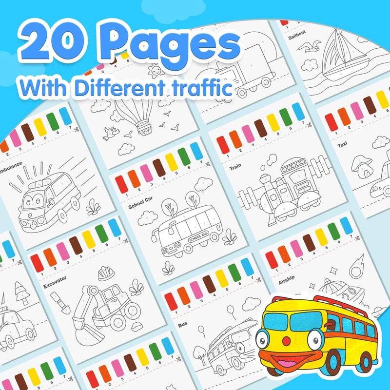 ZMLM Paint with Water Coloring Books for Toddlers - Mess Free Painting Activity for Kids - Arts & Crafts Gift Toy for Boy Girl Ages 4 5 6 7 8 - Christmas Stocking Stuffers Birthday (Traffic) - Image 4