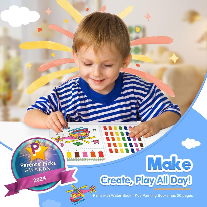ZMLM Paint with Water Coloring Books for Toddlers - Mess Free Painting Activity for Kids - Arts & Crafts Gift Toy for Boy Girl Ages 4 5 6 7 8 - Christmas Stocking Stuffers Birthday (Traffic) - Image 2