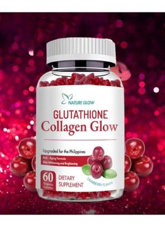 NATURE GLOW Natural Glow Cranberry Collagen with Glutathione Gummies and Vitamins Skin Whitening Gummies Anti Aging Superfoods 60 Gummies 