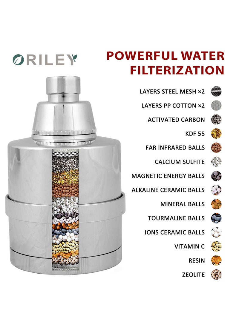 ORILEY ORILEY 15 Stage Shower Filter Tap Hard Water Softener with Replaceable MultiStage Cartridge Activated Carbon for Chlorine Removal Skin Hair Conditioning 1 Pc  - Image 3
