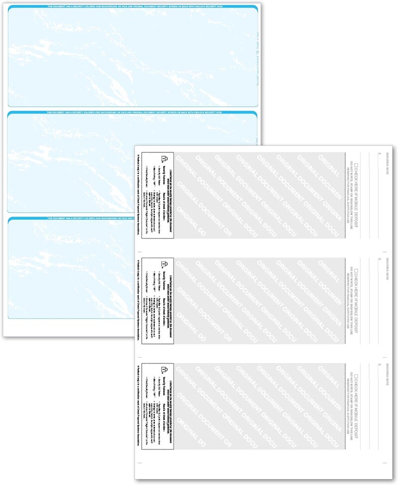 CAROUSELCHECKS 500 Sheets/Blank Laser 3 to a Page Computer Checks (Teal Marble) - Image 2