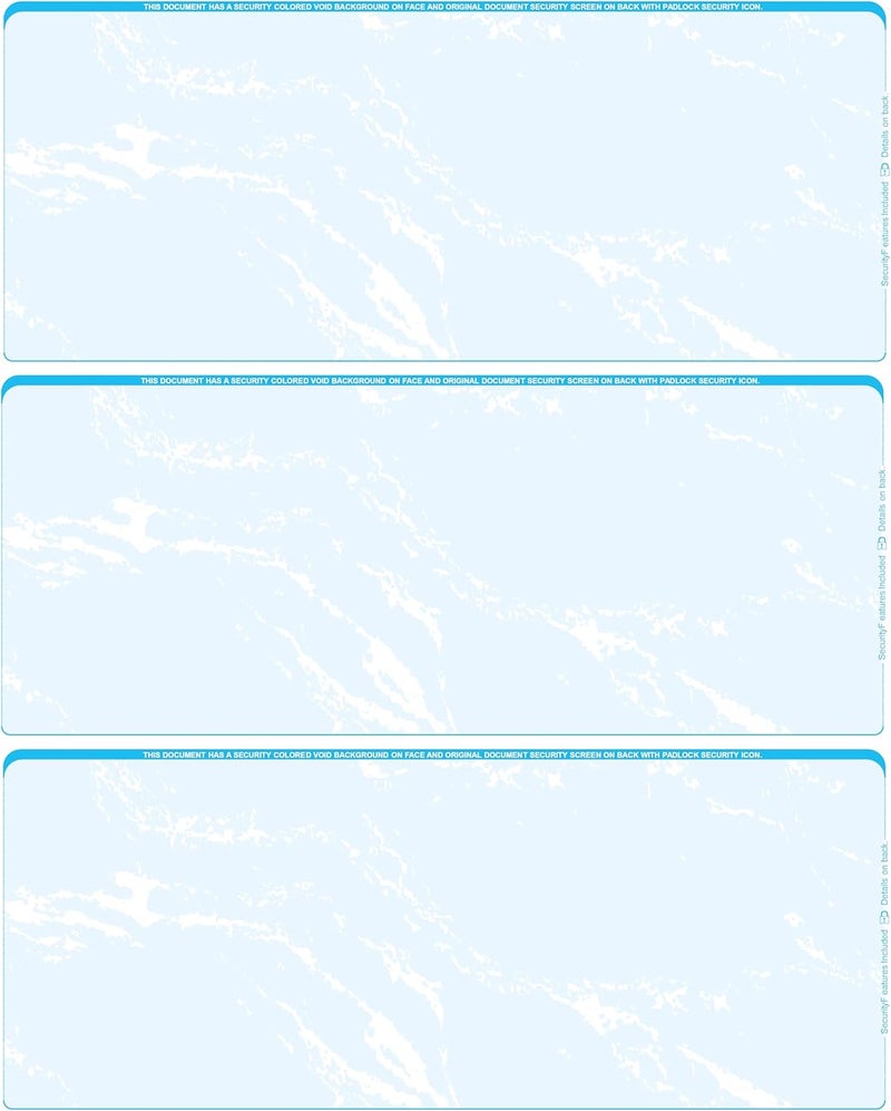 CAROUSELCHECKS 500 Sheets/Blank Laser 3 to a Page Computer Checks (Teal Marble) - Image 1