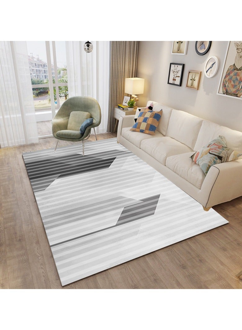 Loquat سجادة عالية الجودة بتصميم بسيط مع خطوط من ألياف البوليستر (سجادة فقط)