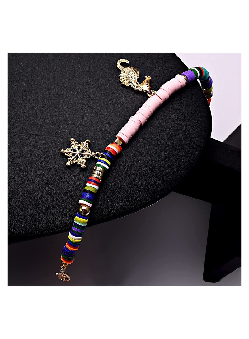 SYOSI 4800 Pcs Heishi Beads 6 mm, Polymer Clay Beads, Flat Round Beads for DIY Jewelry Making, Preppy Disc Beads with Elastic Cord for Bracelets Earring Necklaces, 24 Rainbow Colors  - Image 4