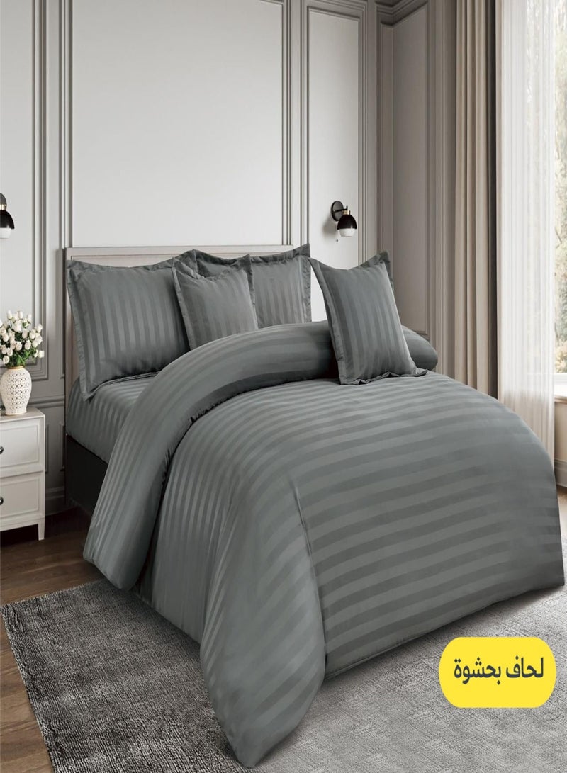 مينج لي مفرش فندقي مفرد 5 قطع من مايكروفايبر مع حشوة قابلة للإزالة – تصميم خطوط أنيق يناسب سرير بحجم 120×200 سم - Image 1