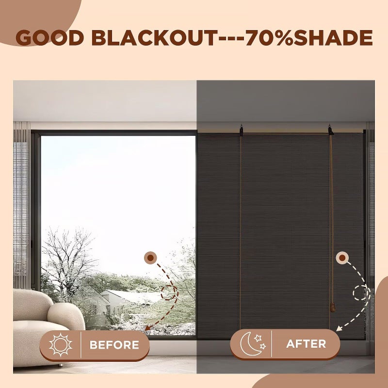 Soulitem Bamboo Roller Shades Roman Shades for Window: Bamboo Blinds for Interior Windows and Outdoor Patio,Roll Up Blinds for Indoor Porch Light Filtering Sunshade,Easy to Install 24" W X 48" H - Image 4