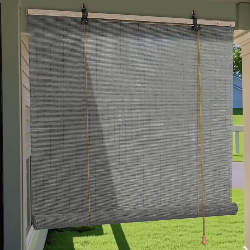 Soulitem Bamboo Roller Shades Roman Shades for Window: Bamboo Blinds for Interior Windows and Outdoor Patio,Roll Up Blinds for Indoor Porch Light Filtering Sunshade,Easy to Install 24" W X 48" H - Image 1