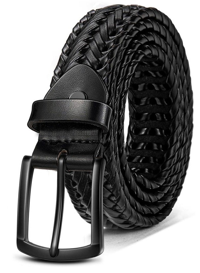 KEMISANT Men Belt, Braided Belt Comfortable For Men Casual Jean Golf 1 3/8", Black6247, 40"-44"Waist Adjustable - Image 1