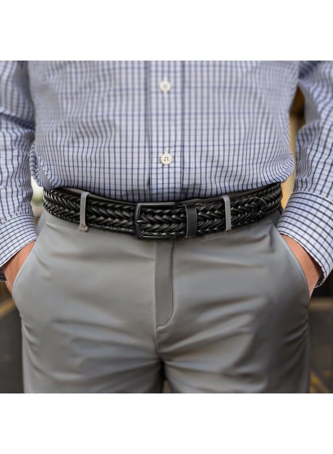 KEMISANT Men Belt, Braided Belt Comfortable For Men Casual Jean Golf 1 3/8", Black6247, 40"-44"Waist Adjustable - Image 4