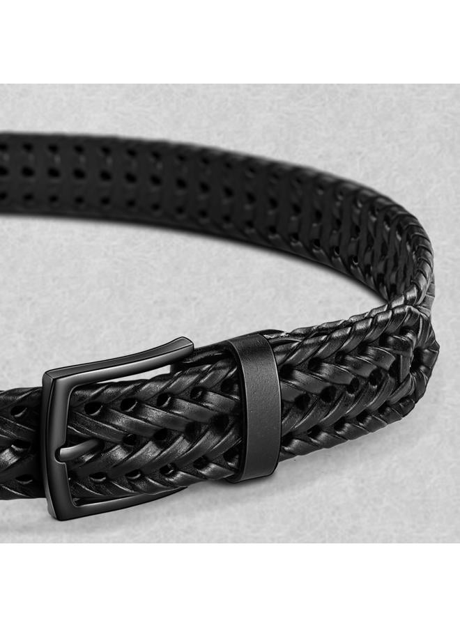 KEMISANT Men Belt, Braided Belt Comfortable For Men Casual Jean Golf 1 3/8", Black6247, 40"-44"Waist Adjustable - Image 2