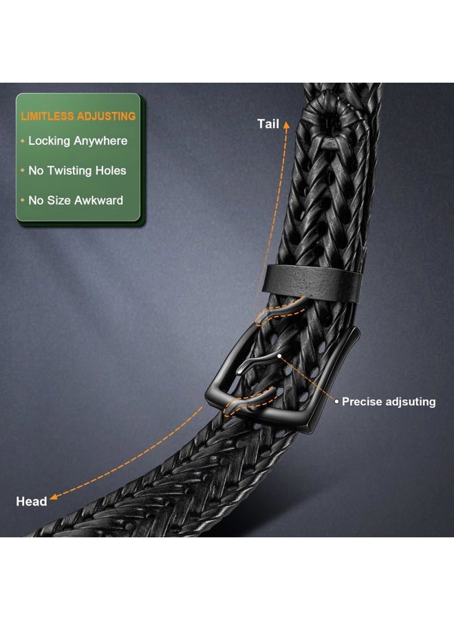 KEMISANT Men Belt, Braided Belt Comfortable For Men Casual Jean Golf 1 3/8", Black6247, 40"-44"Waist Adjustable - Image 3