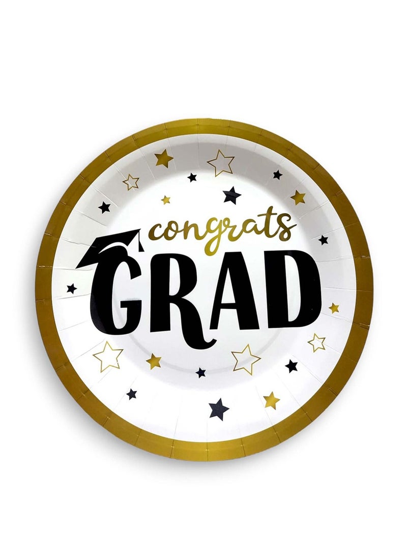 6 Pieces 9" Congrats Grad Paper Plates Graduation Tableware Party Supplies