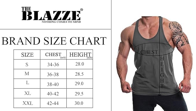 THE BLAZZE Men's Cotton Printed Sleeveless Racer Back Sports Gym Boxing Workout Activewear Bodybulding Quick Dry Fit Gym Vest Tank Top L2595 0001 (XL, BLK_SM) - Image 3