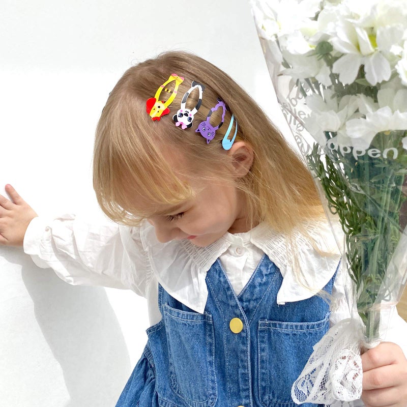 Funtopia Girls Hair Clips Barrettes, Funtopia 80 Pcs Lovely Animal Fruit Printed Pattern Metal Snap Hair Clips Cartoon Design Hairpins for Kids Teens Pets - Image 2
