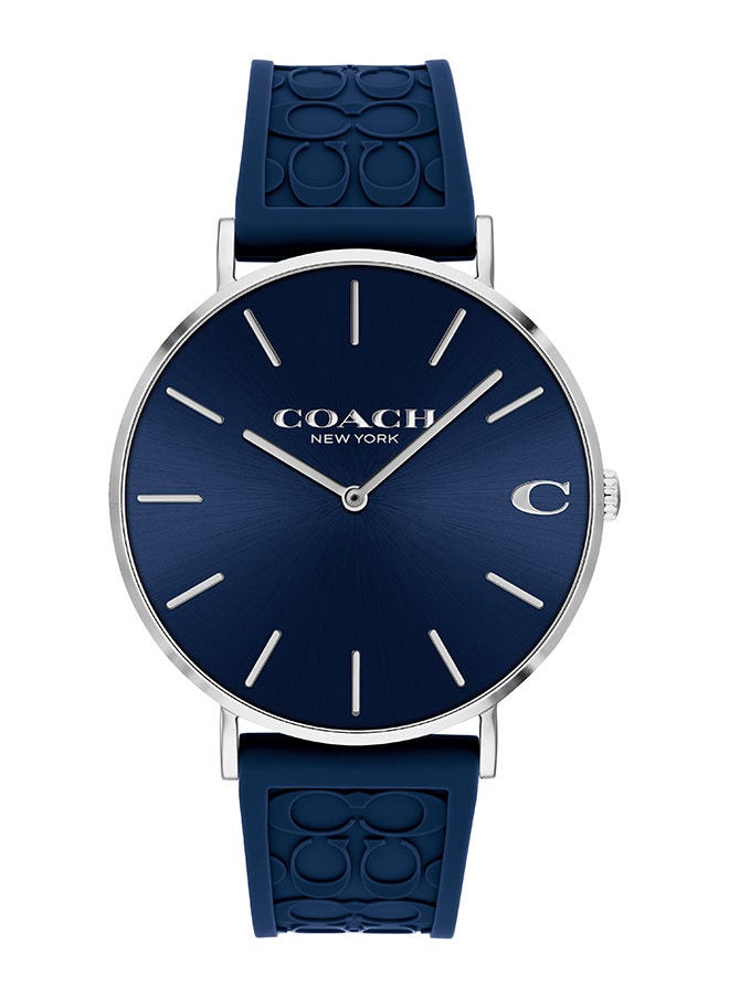 COACH Men's Analog Round Shape Silicone Wrist Watch 14602634 - 41 Mm 