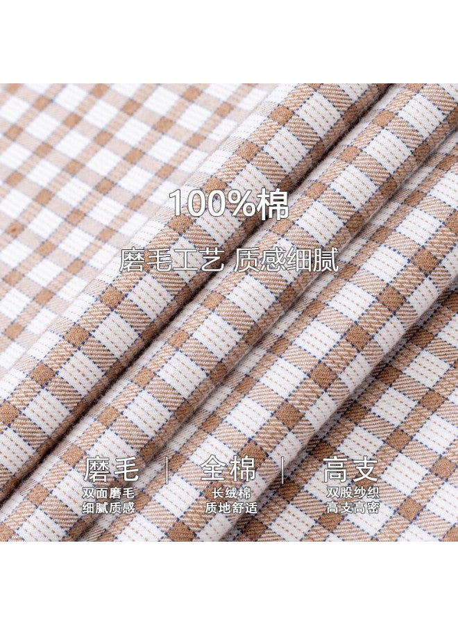 Firs Men's Long Sleeve Shirt, New Casual Business All-cotton Plaid Shirt, Coffee Plaid, Size 39