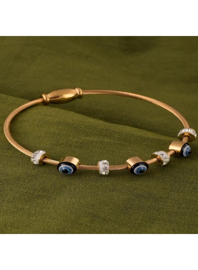 بالموناس PALMONAS 18k Gold Tone Plated Evil Eye Bracelet
 for Women