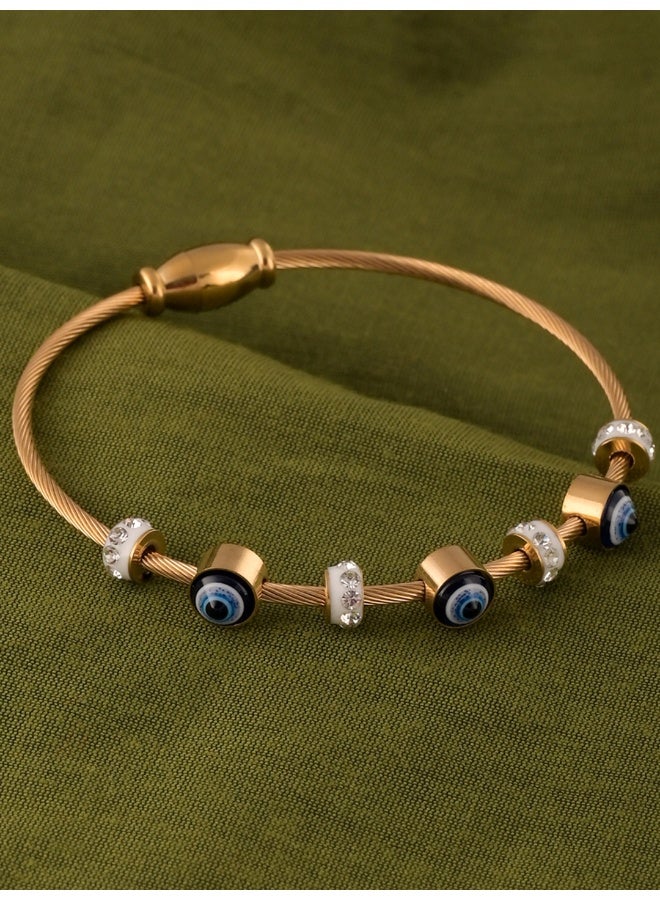 PALMONAS 18k Gold Tone Plated Evil Eye Bracelet
 for Women - Image 3