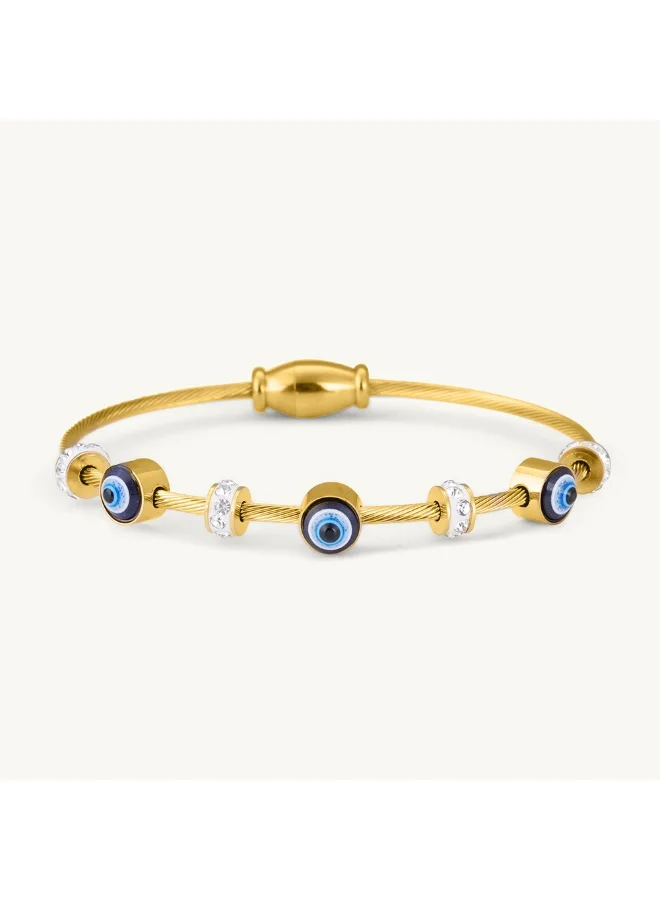 بالموناس PALMONAS 18k Gold Tone Plated Evil Eye Bracelet
 for Women