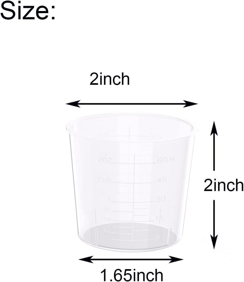 MFDSJ 30 Pack 2 Ounce Plastic Graduated Cups 60 ml Transparent Scale Cups with 30 Pcs Wooden Stirring Sticks for Mixing Paint, Stain, Epoxy, Resin - Image 2